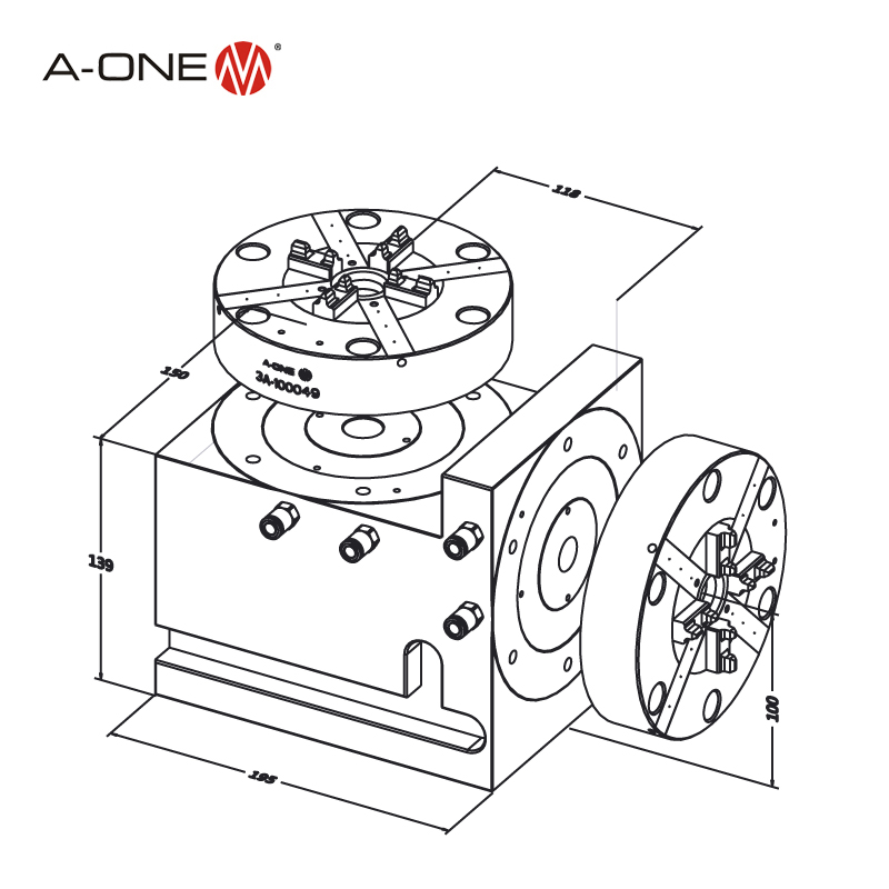  Blok persegi untuk Power Auto Chuck 3A-100069